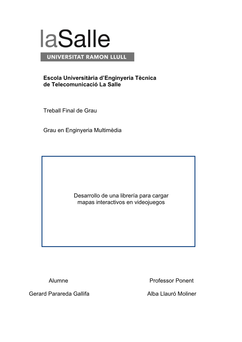 Acta De L'examen Del Treball Fi De Carrera