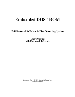 Embedded DOS-ROM User's Manual