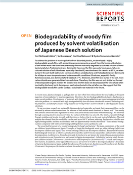 Biodegradability of Woody Film Produced by Solvent Volatilisation Of