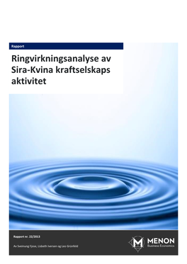 Ringvirkningsanalyse Av Sira-Kvina Kraftselskaps Aktivitet