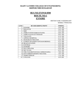 Bus Route Details