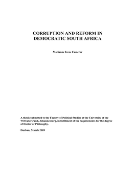 Corruption and Reform in Democratic South Africa