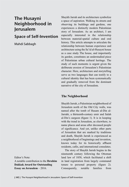 The Husayni Neighborhood in Jerusalem: Space of Self-Invention Figure 1