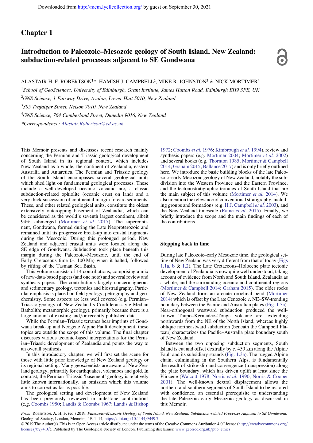 Chapter 1 Introduction to Paleozoic–Mesozoic Geology of South Island, New Zealand