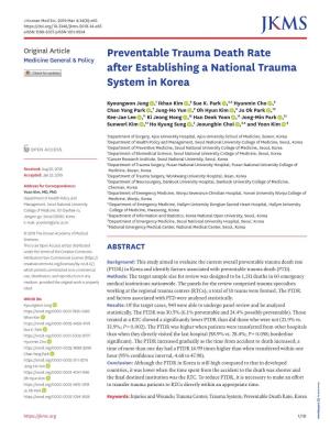 Preventable Trauma Death Rate After Establishing a National Trauma