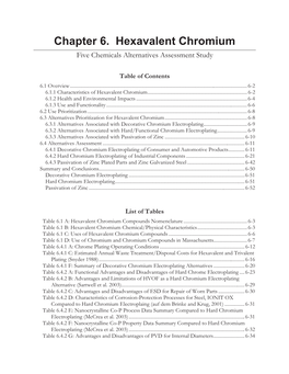 Chapter 6. Hexavalent Chromium Five Chemicals Alternatives Assessment Study
