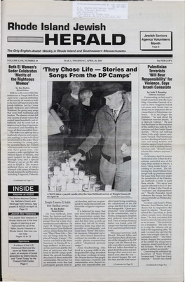 Rhode Island Jewish Herald,1 Thursday, April 26, 2001 Happenings