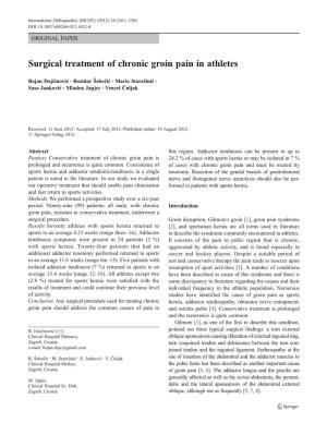 Surgical Treatment of Chronic Groin Pain in Athletes