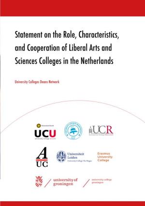 Statement on the Role, Characteristics, and Cooperation of Liberal Arts and Sciences Colleges in the Netherlands