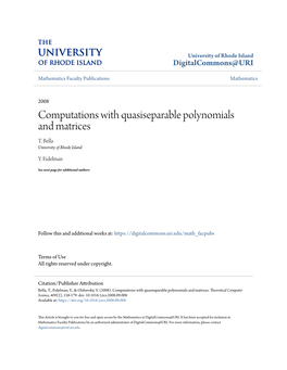 Computations with Quasiseparable Polynomials and Matrices T