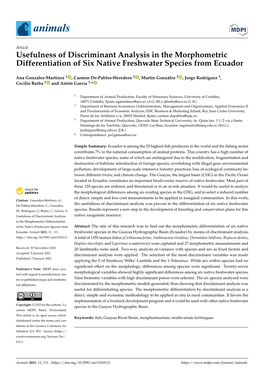 Usefulness of Discriminant Analysis in the Morphometric Differentiation of Six Native Freshwater Species from Ecuador