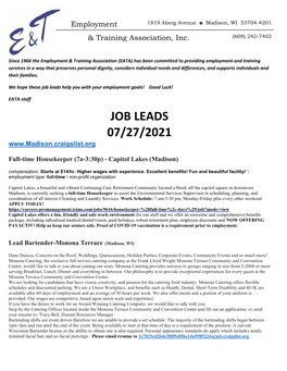 Job Leads 07/27/2021
