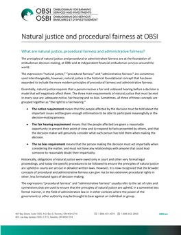 Natural Justice and Procedural Fairness at OBSI