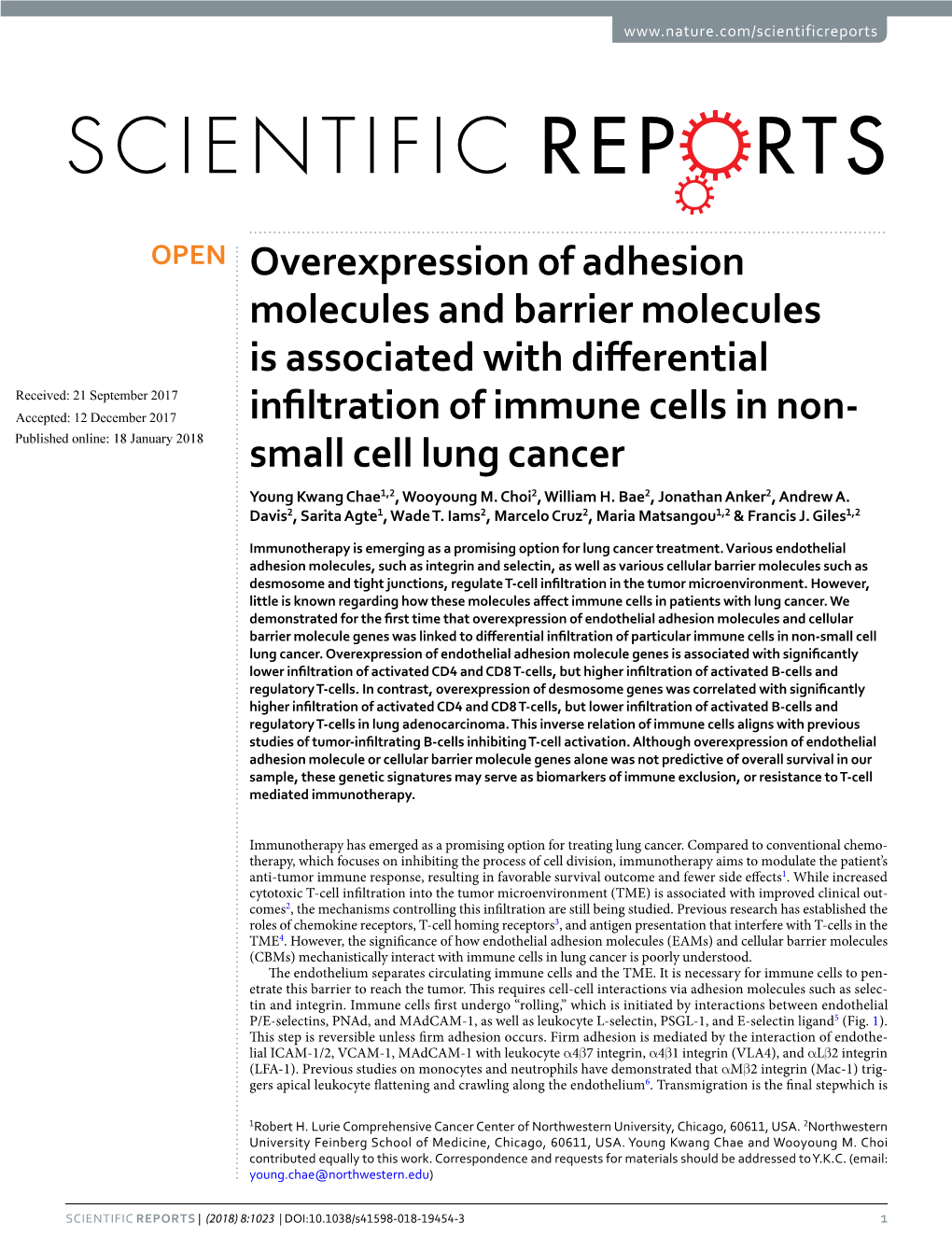 Small Cell Lung Cancer Young Kwang Chae1,2, Wooyoung M