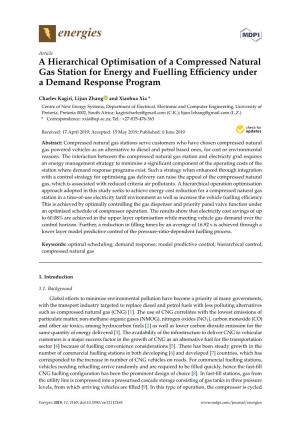 A Hierarchical Optimisation of a Compressed Natural Gas Station for Energy and Fuelling Efﬁciency Under a Demand Response Program
