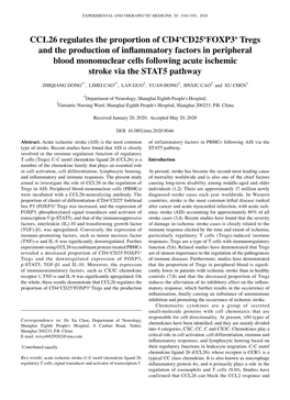 CCL26 Regulates the Proportion of CD4+CD25+FOXP3+ Tregs and The