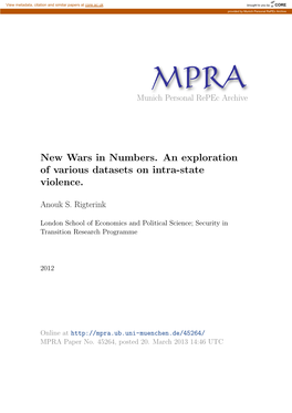 New Wars in Numbers. an Exploration of Various Datasets on Intra-State Violence