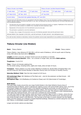 Tisbury Circular (Via Hindon) Tisbury Circular (Via East Knoyle & Hindon)