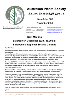 Australian Plants Society South East NSW Group