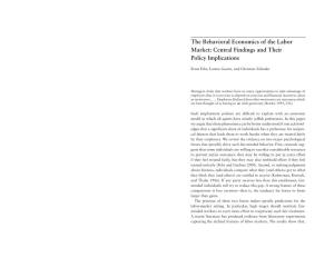 The Behavioral Economics of the Labor Market: Central Findings and Their Policy Implications