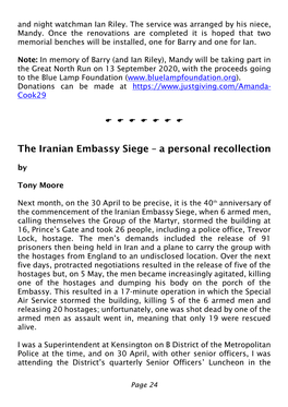 The Iranian Embassy Siege – a Personal Recollection By