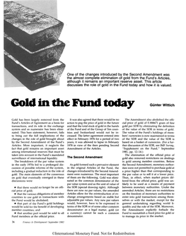 Gold in the Fund Today Gunter Wittich