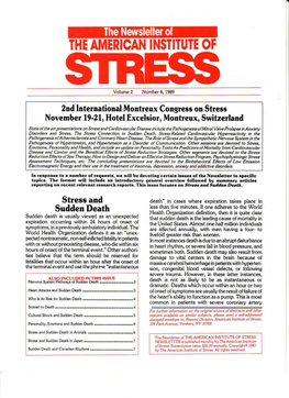 2Nd International Montreux Congress on Stress Stress and Sudden Death