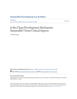 Is the Clean Development Mechanism Sustainable? Some Critical Aspects Christina Voigt