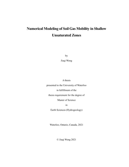 Numerical Modeling of Soil Gas Mobility in Shallow Unsaturated Zones