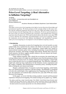 Price-Level Targeting–A Real Alternative to Inflation Targeting?