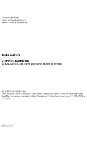 CRIPPING SWIMMING: Culture, Ableism, and the Re-Articulation Of