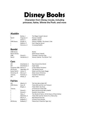 Disney Books Characters from Disney Movies, Including Princesses, Fairies, Winnie the Pooh, and More