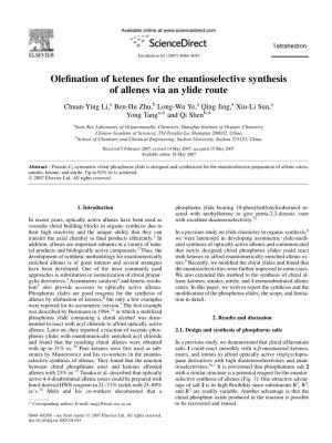 Olefination of Ketenes for the Enantioselective Synthesis Of
