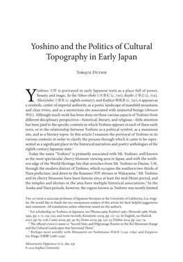 Yoshino and the Politics of Cultural Topography in Early Japan
