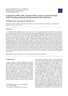 Comparisons of PM10, PM2.5, Particle Number, and CO2 Levels Inside Metro Trains Traveling in Underground Tunnels and on Elevated Tracks