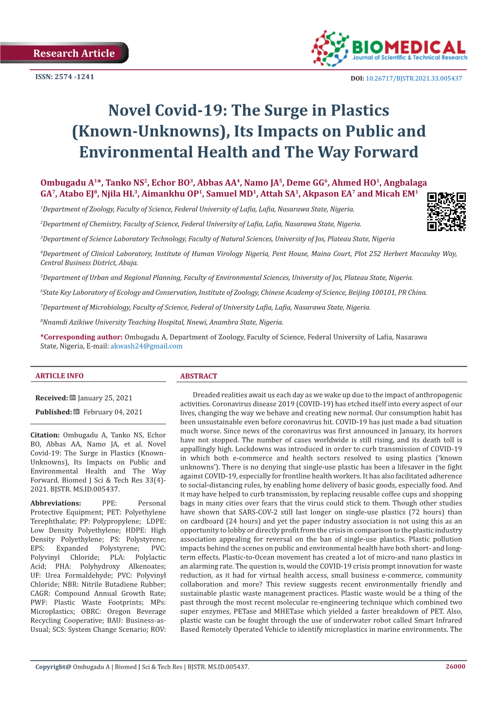 Novel Covid-19: the Surge in Plastics (Known-Unknowns), Its Impacts on Public and Environmental Health and the Way Forward