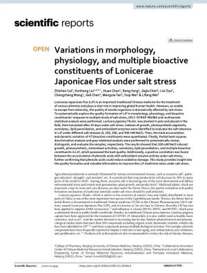 Variations in Morphology, Physiology, and Multiple Bioactive Constituents