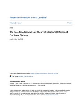 The Case for a Criminal Law Theory of Intentional Infliction of Emotional Distress