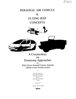 PERSONAL AIR VEHICLE & FLYING JEEP CONCEPTS a Commentary