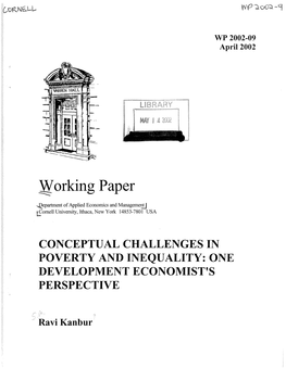 Conceptual Challenges in Poverty and Inequality: One Development Economist's Perspective