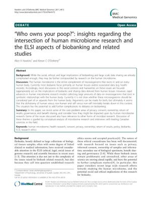 Who Owns Your Poop?": Insights Regarding the Intersection of Human Microbiome Research and the ELSI Aspects of Biobankin