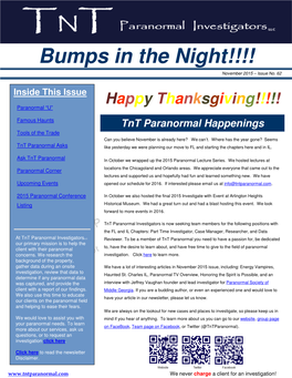 Bumps in the Night!!!! November 2015 – Issue No