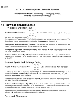 4.5 Row and Column Spaces