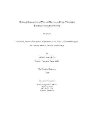 Dissertation Presented in Partial Fulfillment of the Requirements for the Degree Doctor of Philosophy in the Graduate School Of