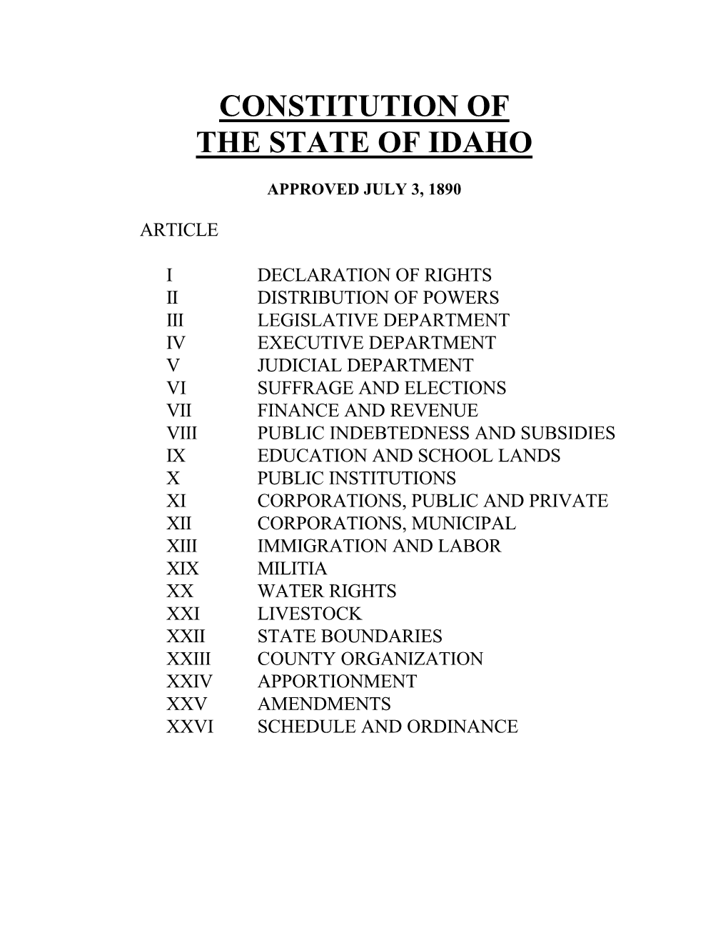 Constitution of the State of Idaho