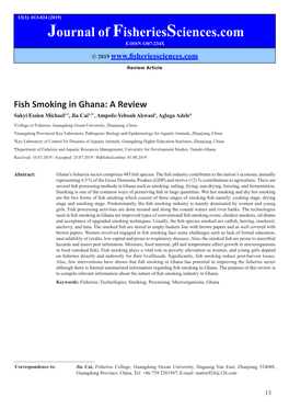 Fish Smoking in Ghana: a Review Sakyi Essien Michael1-3, Jia Cai1-3*, Ampofo-Yeboah Akwasi4, Aglago Adele4
