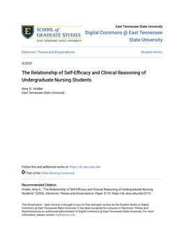 The Relationship of Self-Efficacy and Clinical Reasoning of Undergraduate Nursing Students