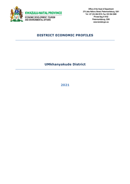 DISTRICT ECONOMIC PROFILES Umkhanyakude District 2021