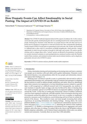 How Dramatic Events Can Affect Emotionality in Social Posting: the Impact of COVID-19 on Reddit