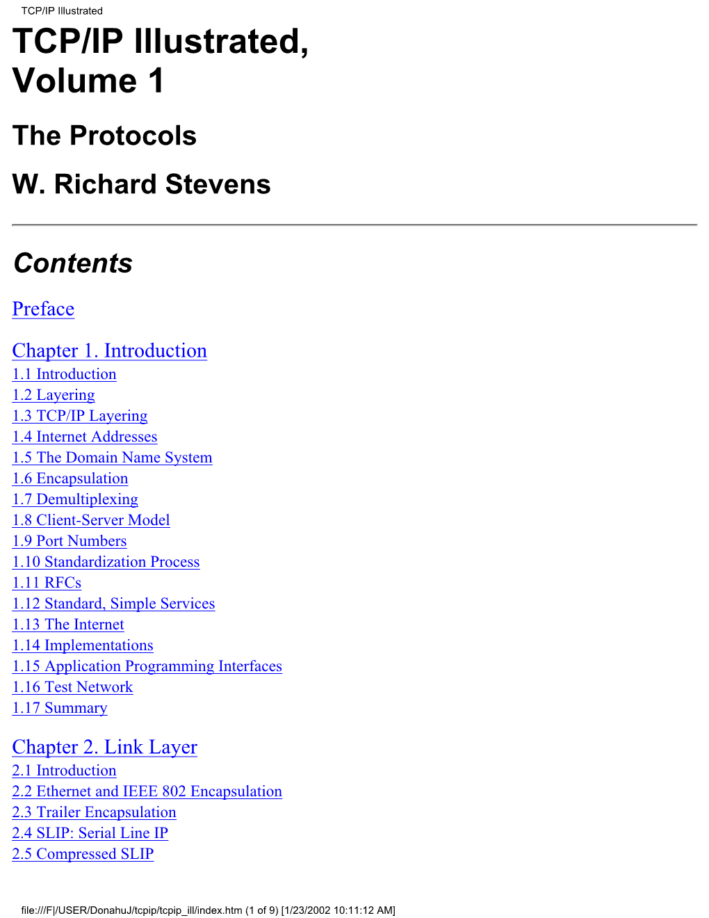 TCP/IP Illustrated TCP/IP Illustrated, Volume 1 the Protocols W